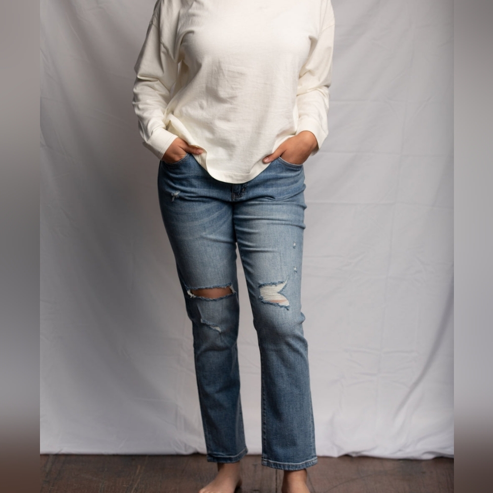 Oliver Logan Crosby Boyfriend Distressed Cuffed Jeans Size‎ 31